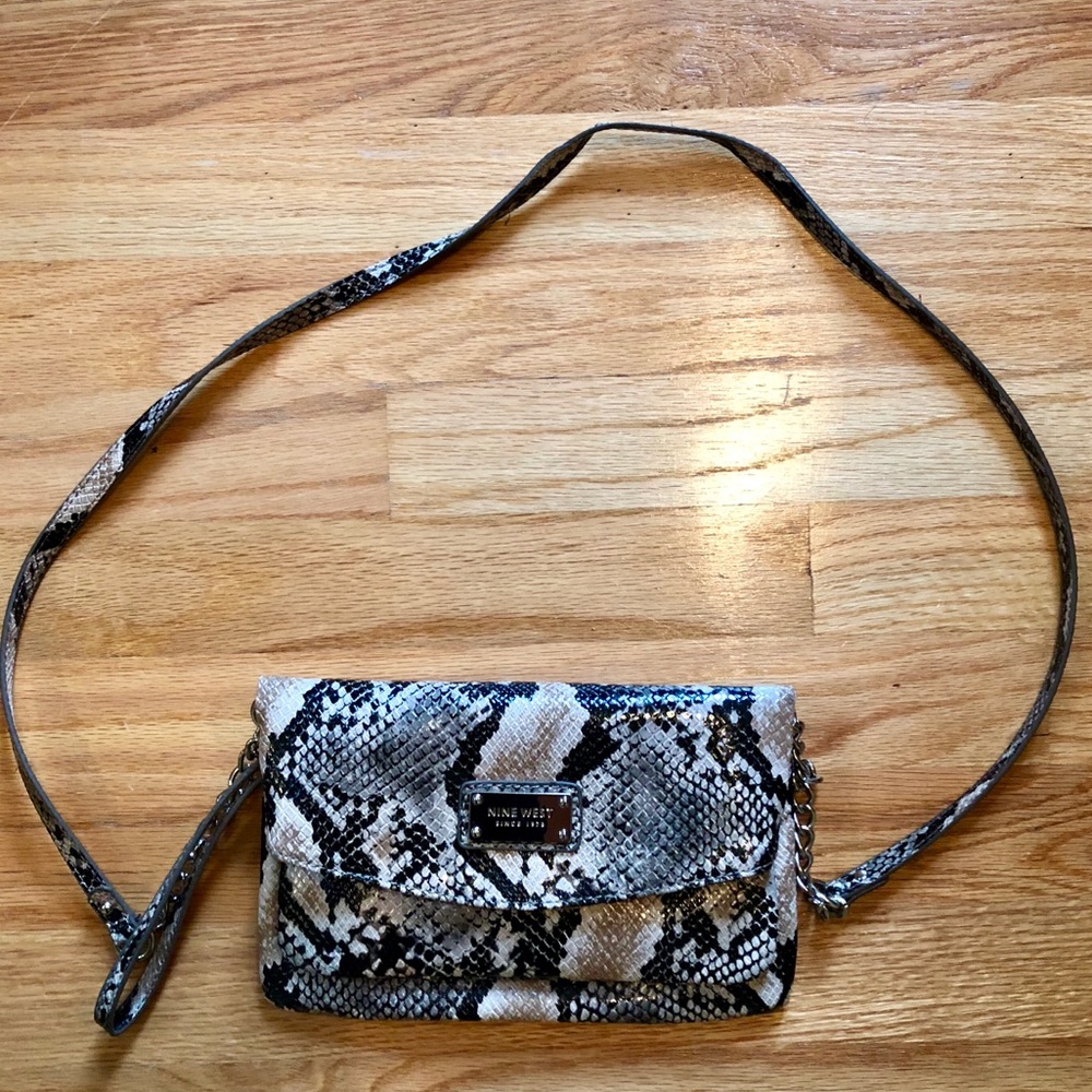 Nine West Snake Skin Crossbody Clutch Purse